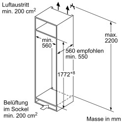 Bosch KIL82NSE0, Serie 2, Einbau-Kühlschrank mit Gefrierfach, 177.5 x 56 cm