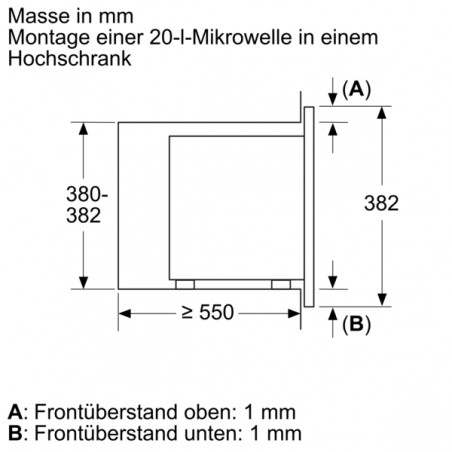 Bosch BFL623MB3, Série 2, Micro-ondes encastrable, 60 x 38 cm, Noir