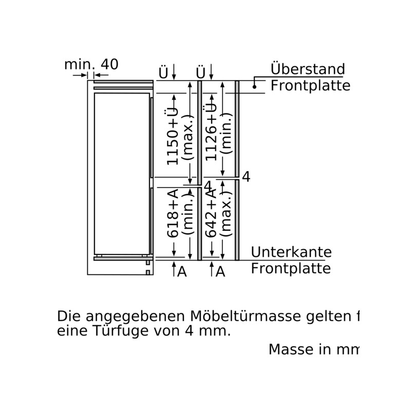 Siemens KI87SADD1Y, iQ500, Einbau-Kühl-Gefrier-Kombination mit Gefrierbereich unten, 177.2 x 55.8 cm
