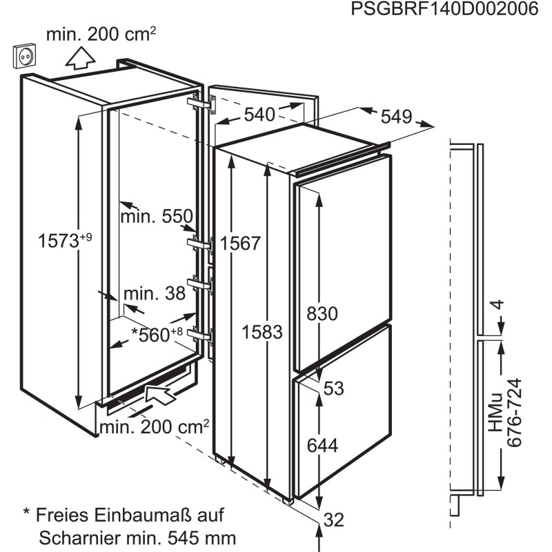 AEG AIK2405L, Combiné réfrigérateur-congélateur