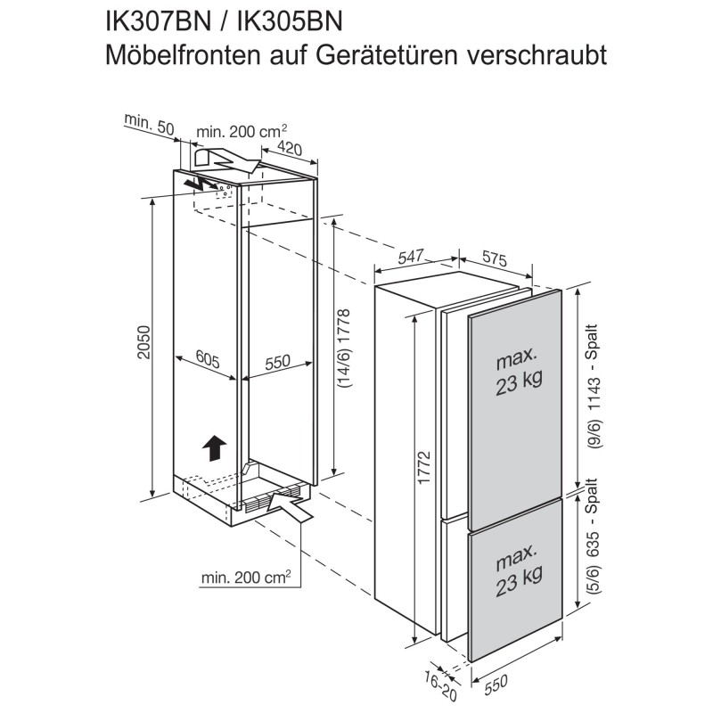 Electrolux IK307BNL, Combiné réfrigérateur-congélateur