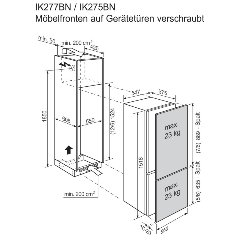 Electrolux IK279BNR, Combiné réfrigérateur-congélateur