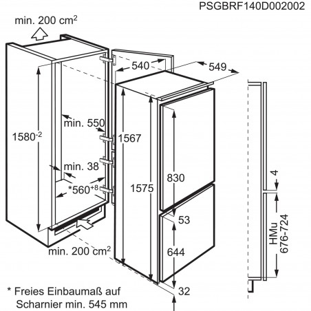 Electrolux IK2356BL, Combiné réfrigérateur-congélateur