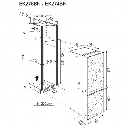 Electrolux EK278BNRWE, Combiné réfrigérateur-congélateur
