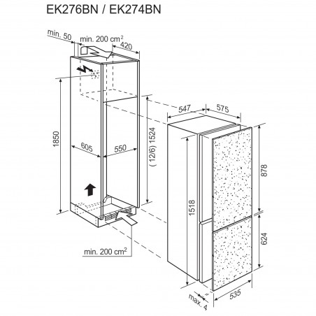 Electrolux EK276BNRBR, Combiné réfrigérateur-congélateur