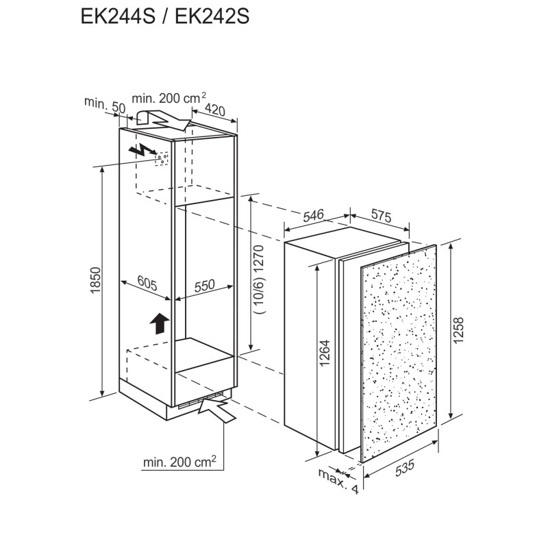 Electrolux EK244SRWE, Réfrigérateur