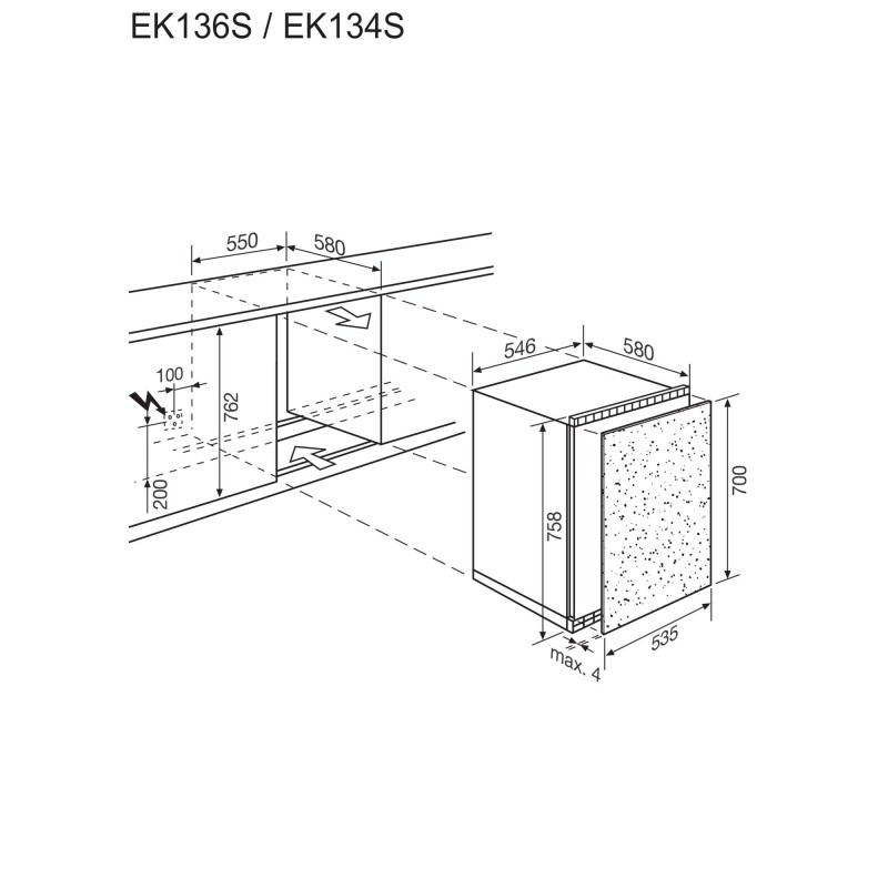 Electrolux EK136SRBR, Réfrigérateur