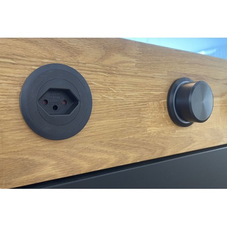 Steckdose Typ 13 mit Zierring, Schwarz oder Edelstahloptik (4013751)