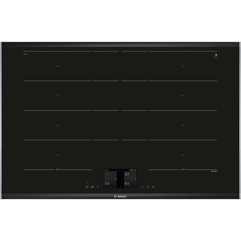Bosch PXX801D67E, Série 8, Table de cuisson induction avec hotte aspirante intégrée, 80 cm, design affleuré