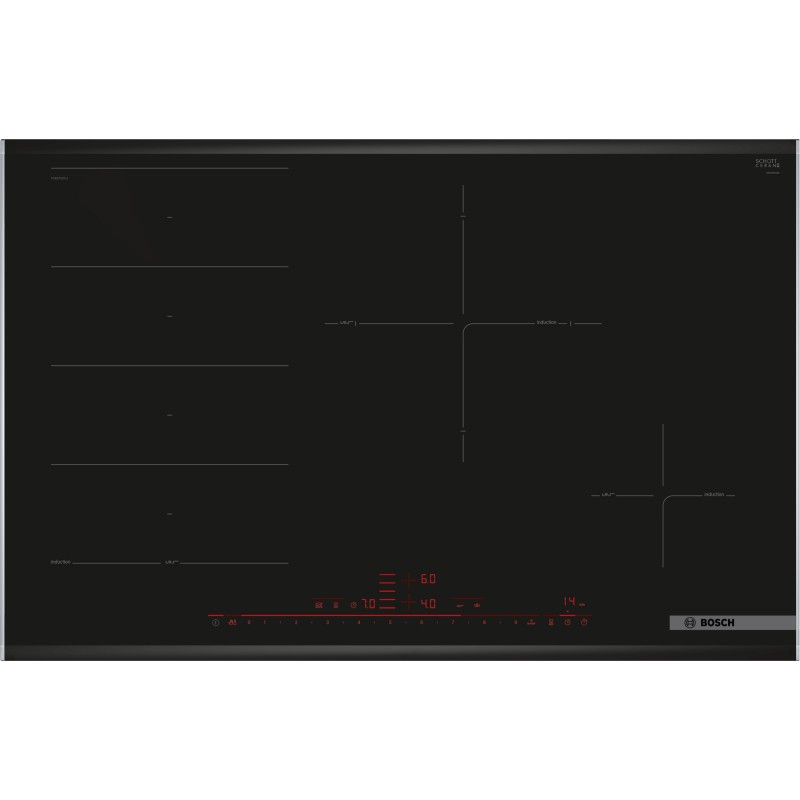 Bosch PXE875DC1E, Série 8, Table de cuisson à induction, 80 cm, Noir, Profils latéraux