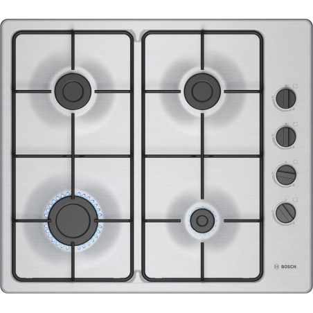 Bosch PBP6B5K80, Série 2, Table de cuisson à gaz, 60 cm, Acier inox