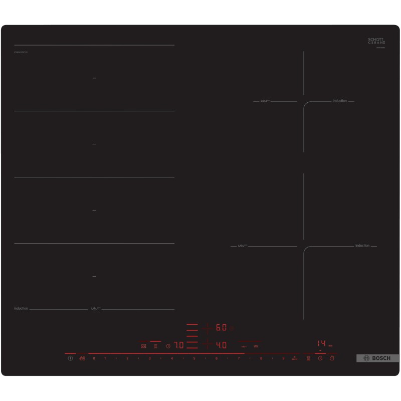 Bosch PXE601DC1E, Série 8, Table de cuisson à induction, 60 cm, design affleuré