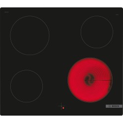 Bosch NKE611GA2E, Serie 4, Elektrokochfeld, 60 cm, Kochfeld Herd gesteuert, Schwarz, Rahmenlos aufliegend